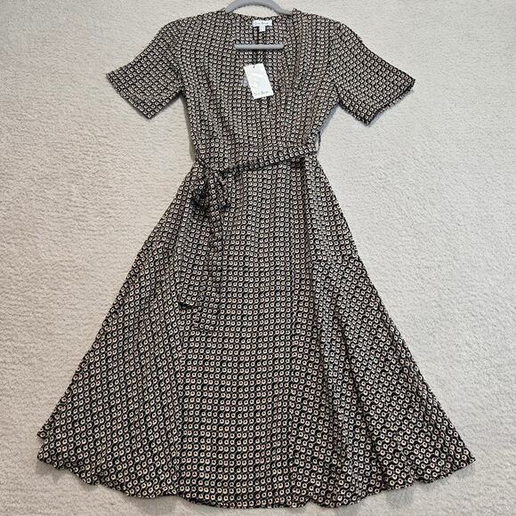 NWT Love, Bonito Geometric Print Wrap Dress Midi Size 2 - Picture 1 of 10